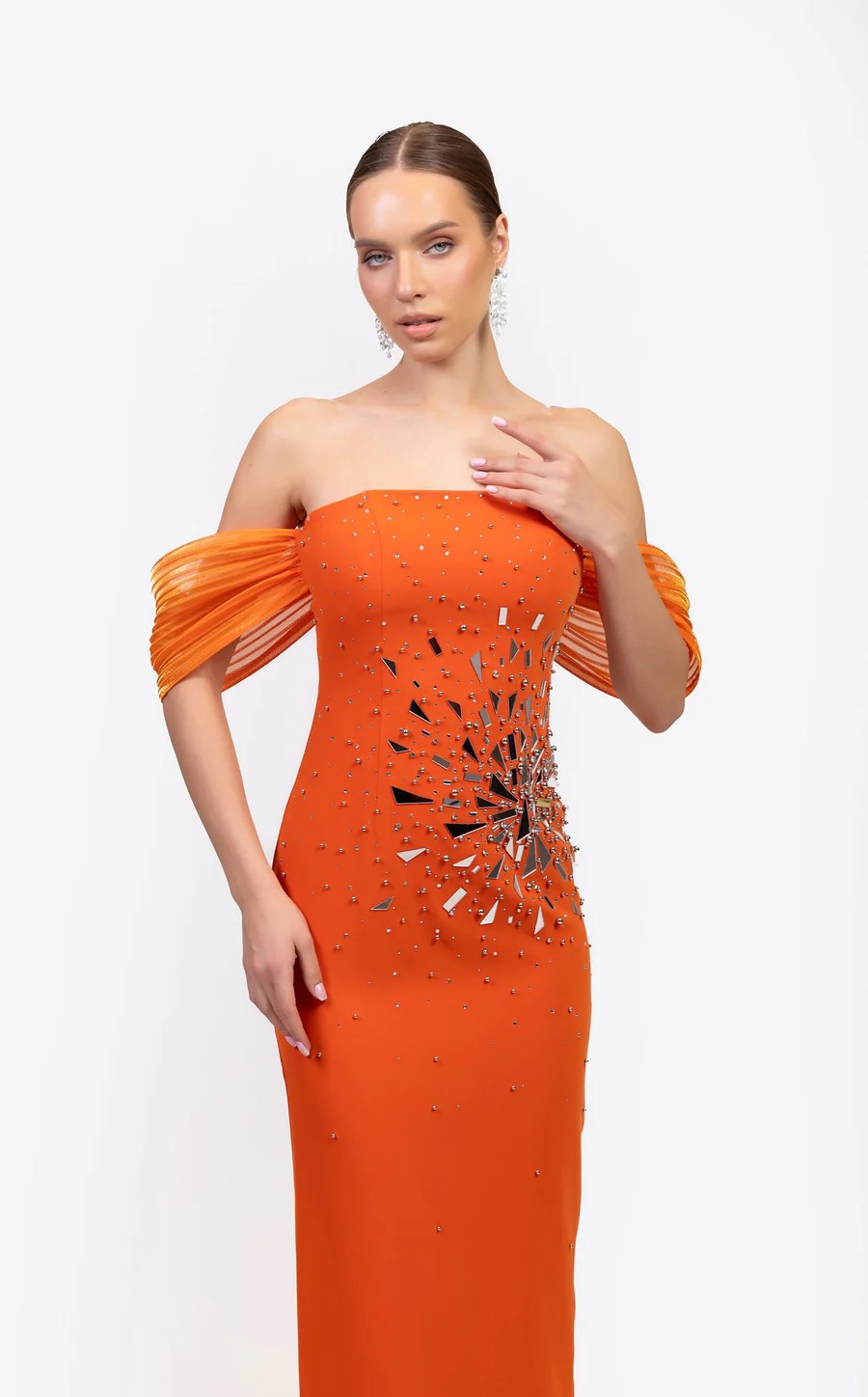 Prom Dresses Fitted Prom Long Formal Evening Dress Orange