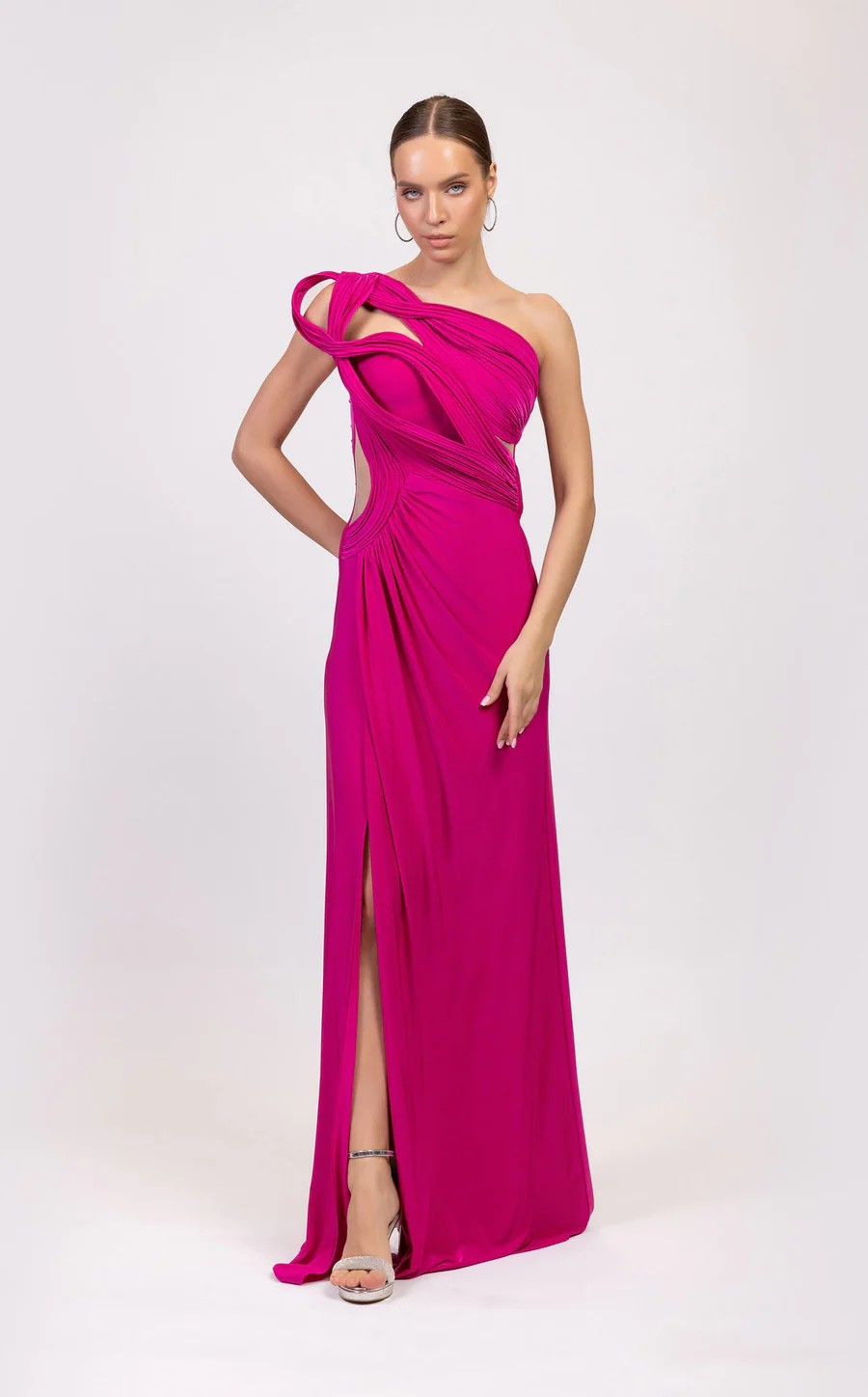 Prom Dresses Slit Prom Fitted Long Formal Dress Fuchsia