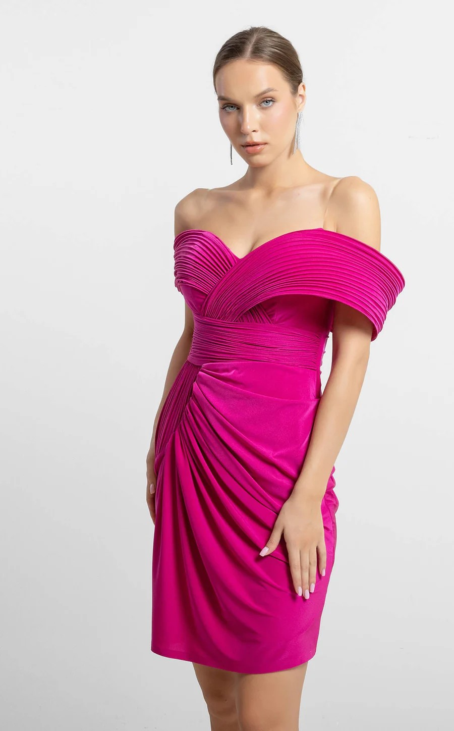 Cocktail Dresses Homecoming Short Cocktail Fitted Mini Dress Fuchsia