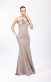 Prom Dresses Long Fitted Formal Beaded Prom Dress Beige