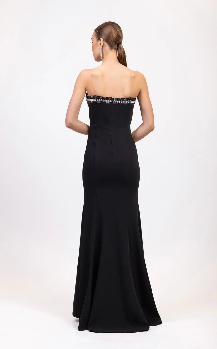 Prom Dresses Long Fitted Formal Beaded Prom Dress Black