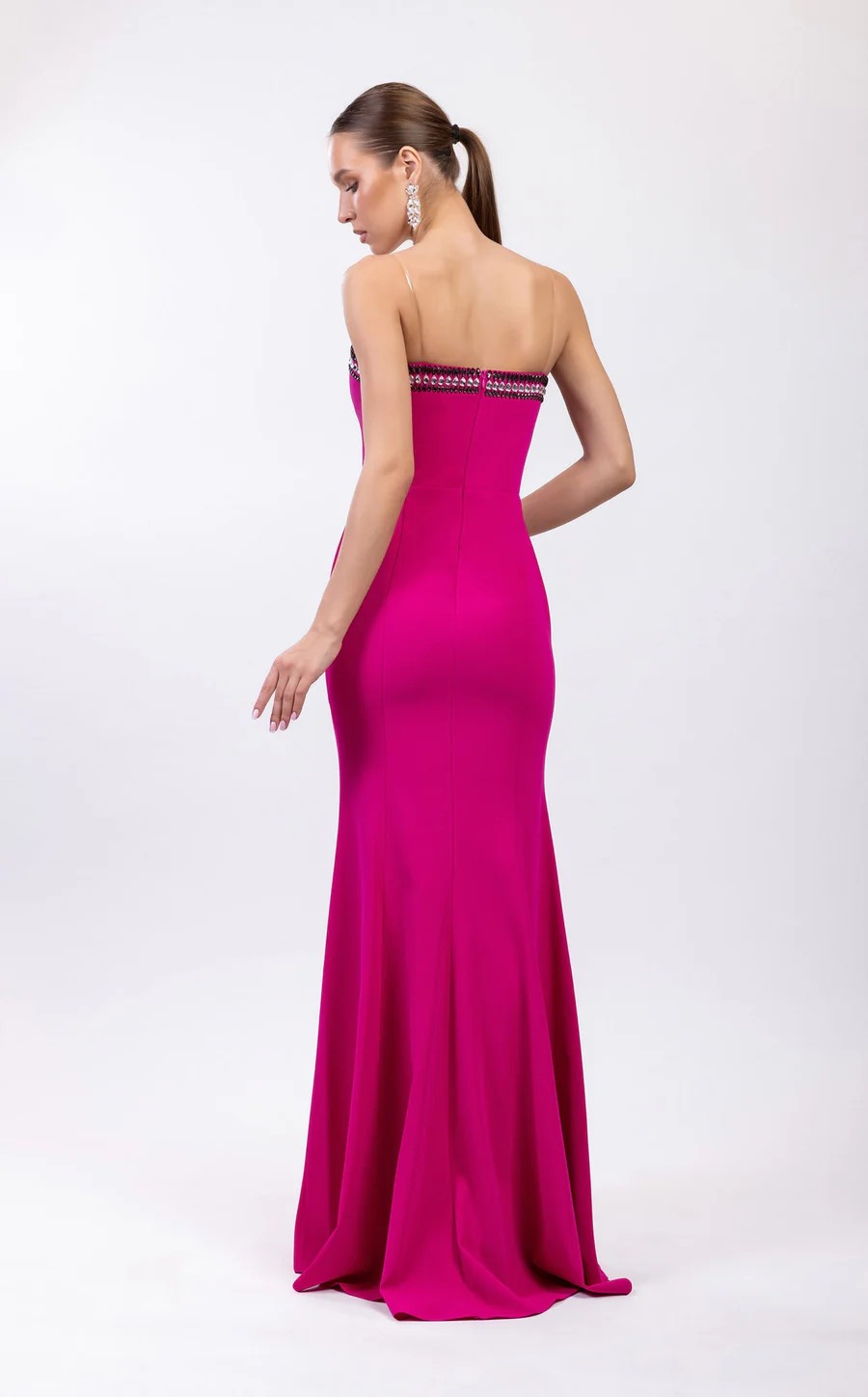 Prom Dresses Long Fitted Formal Beaded Prom Dress Fuchsia