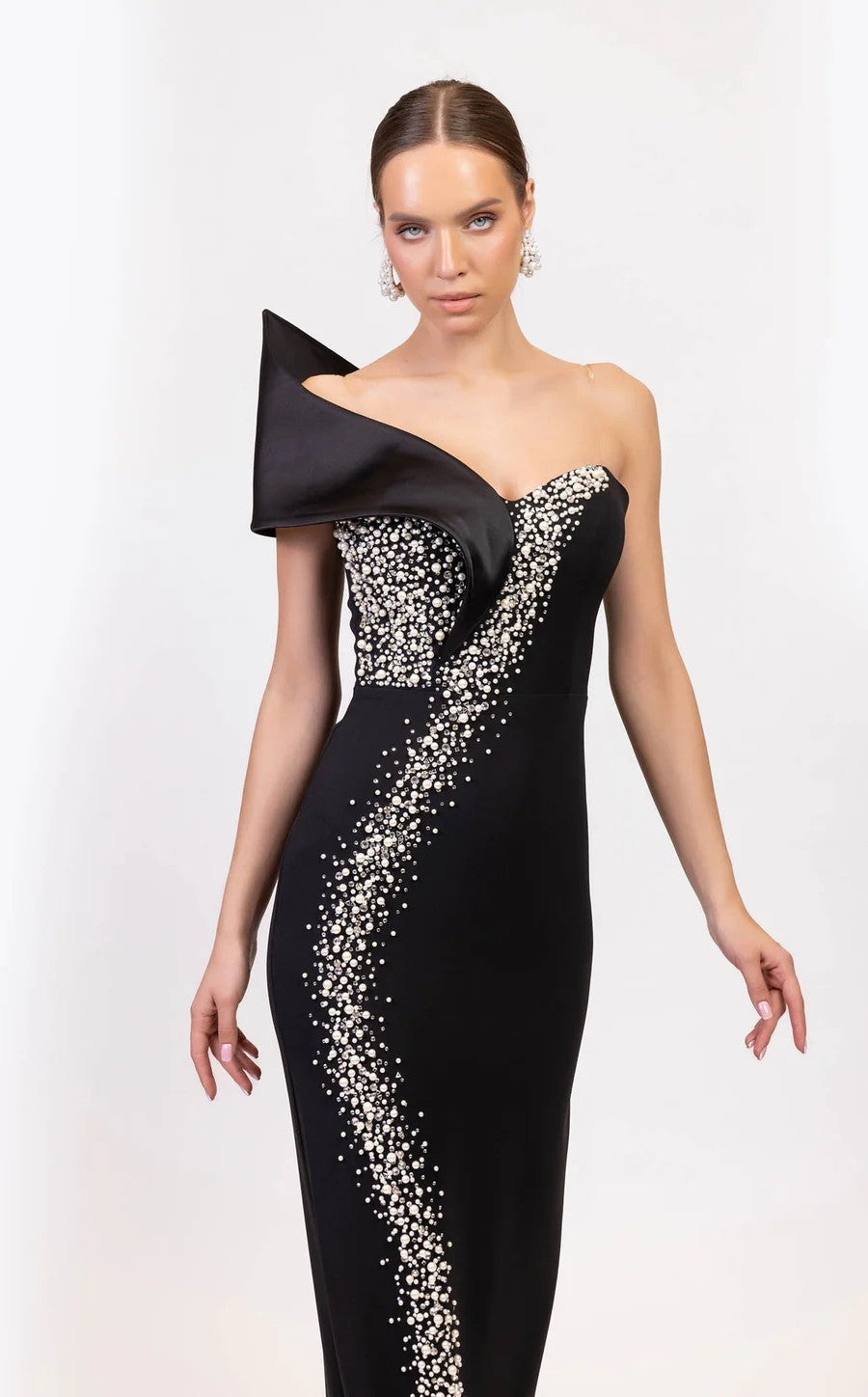 Prom Dresses Fitted Long Formal Beaded Prom Dress Black