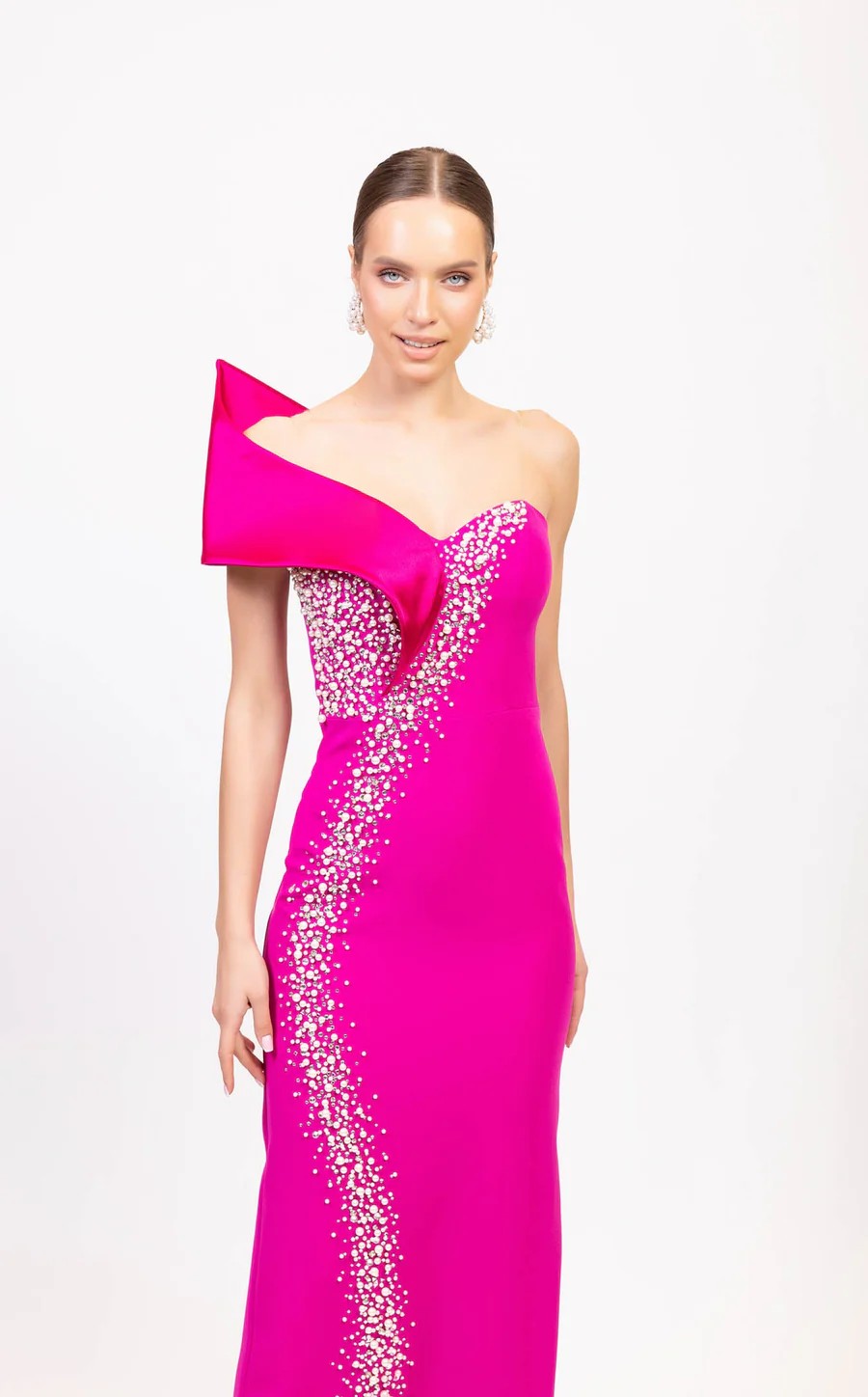 Prom Dresses Fitted Long Formal Beaded Prom Dress Fuchsia