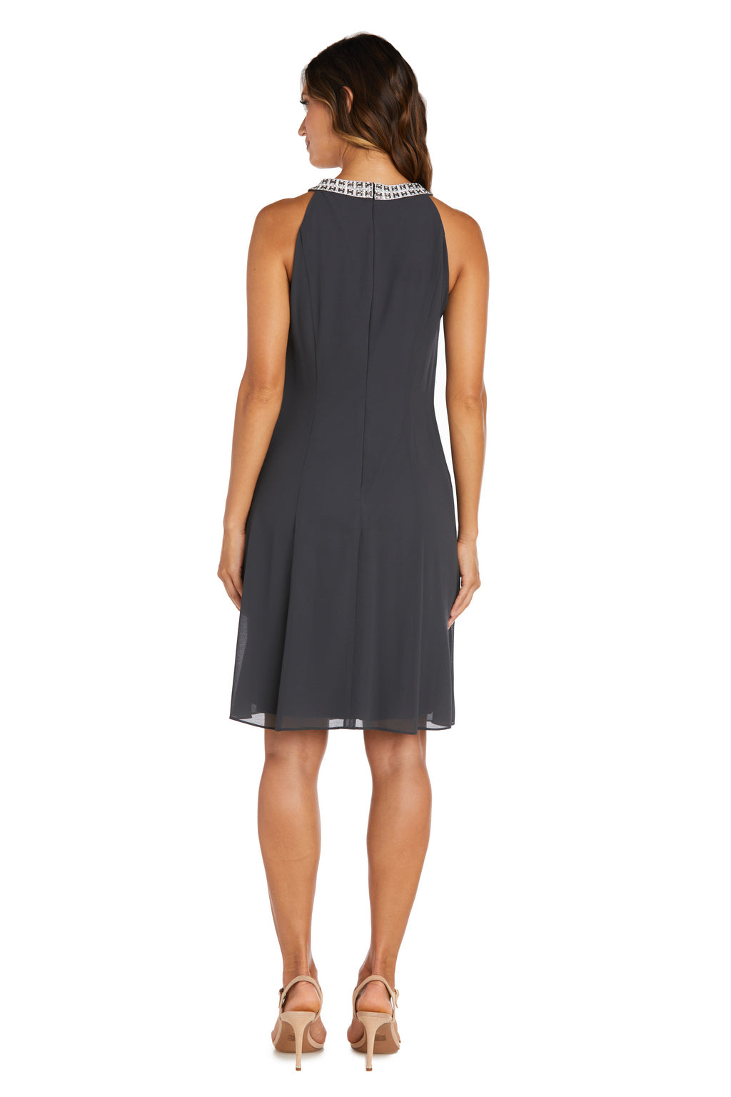 Cocktail Dresses Short Cocktail Scarf Halter Dress Gunmetal