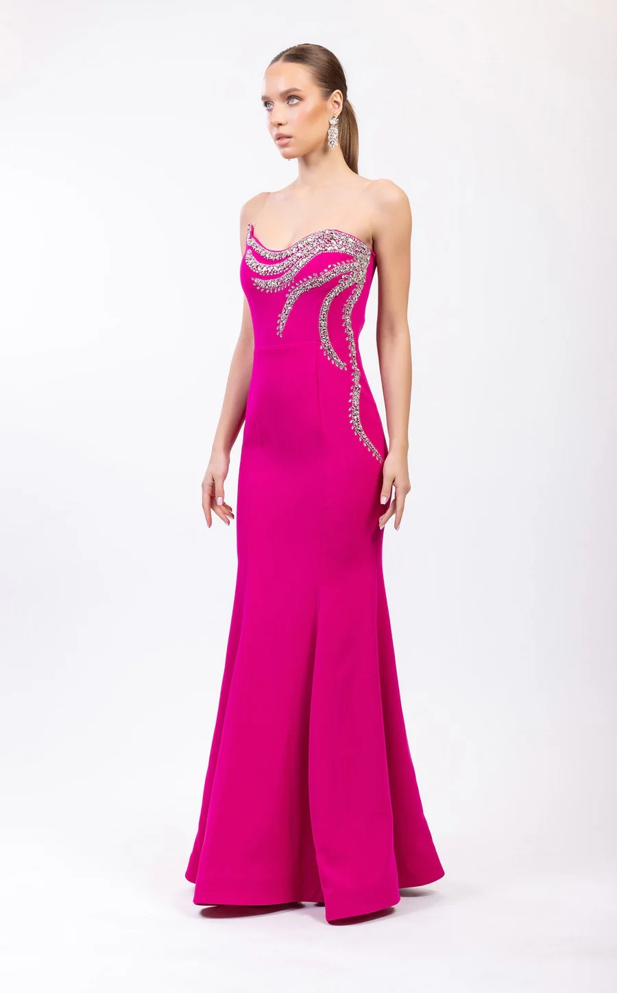 Prom Dresses Long Mermaid Formal Beaded Prom Dress Fuchsia