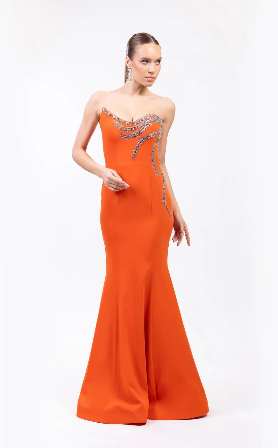 Prom Dresses Long Mermaid Formal Beaded Prom Dress Orange