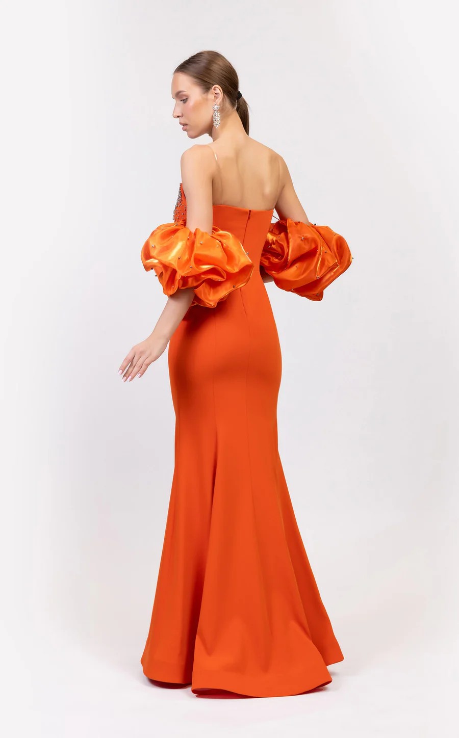 Prom Dresses Fitted Prom Long Formal Beaded Evening Dress Orange