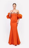 Prom Dresses Fitted Prom Long Formal Beaded Evening Dress Orange