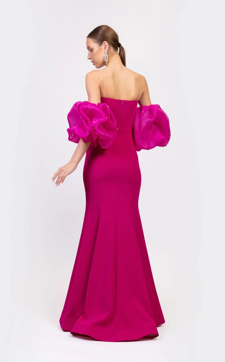 Prom Dresses Fitted Prom Long Formal Beaded Evening Dress Fuchsia