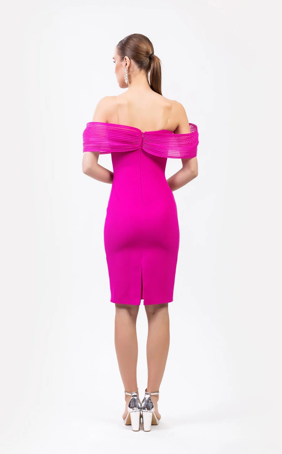 Cocktail Dresses Short Homecoming Fitted Cocktail Knee Length Dress Fuchsia