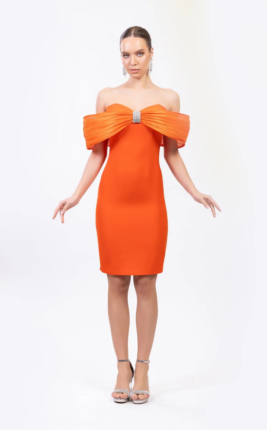 Cocktail Dresses Short Homecoming Fitted Cocktail Knee Length Dress Orange