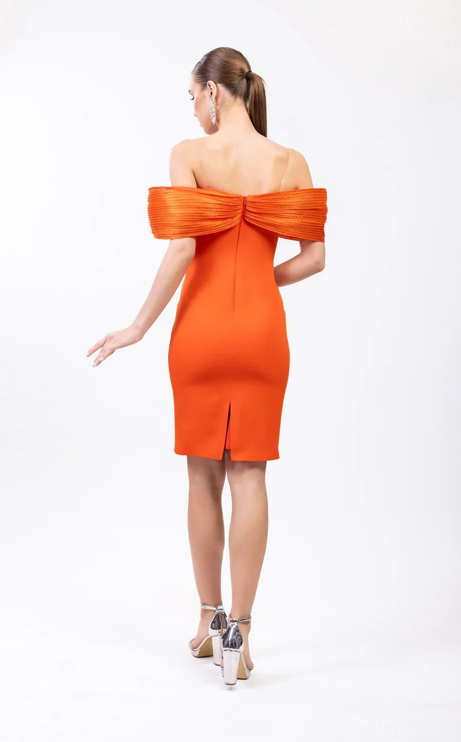 Cocktail Dresses Short Homecoming Fitted Cocktail Knee Length Dress Orange