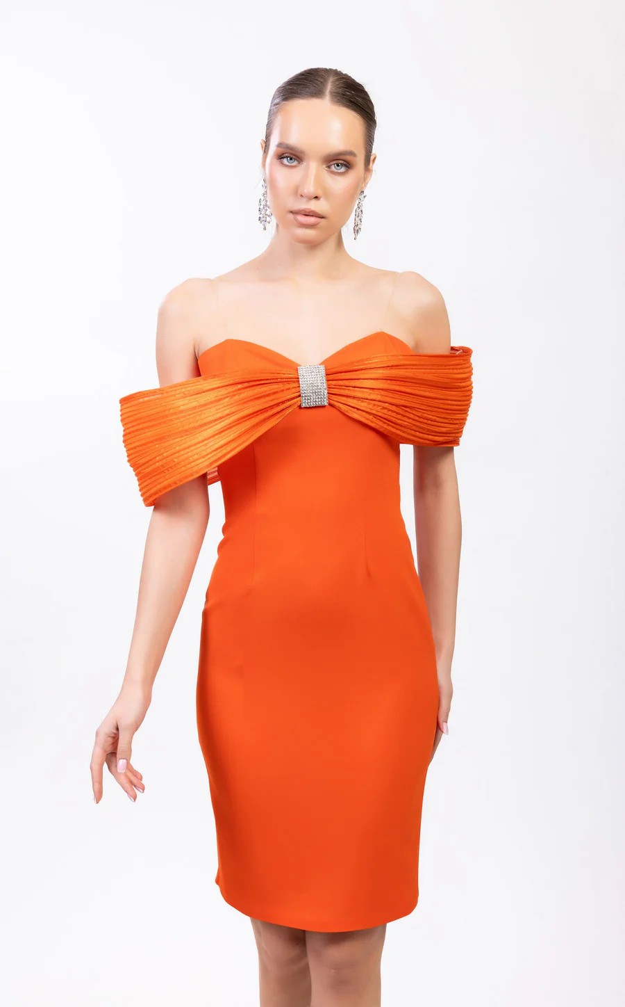Cocktail Dresses Short Homecoming Fitted Cocktail Knee Length Dress Orange