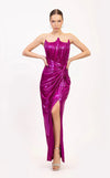 Prom Dresses Prom Long Mettalic Formal Slit Dress Fuchsia