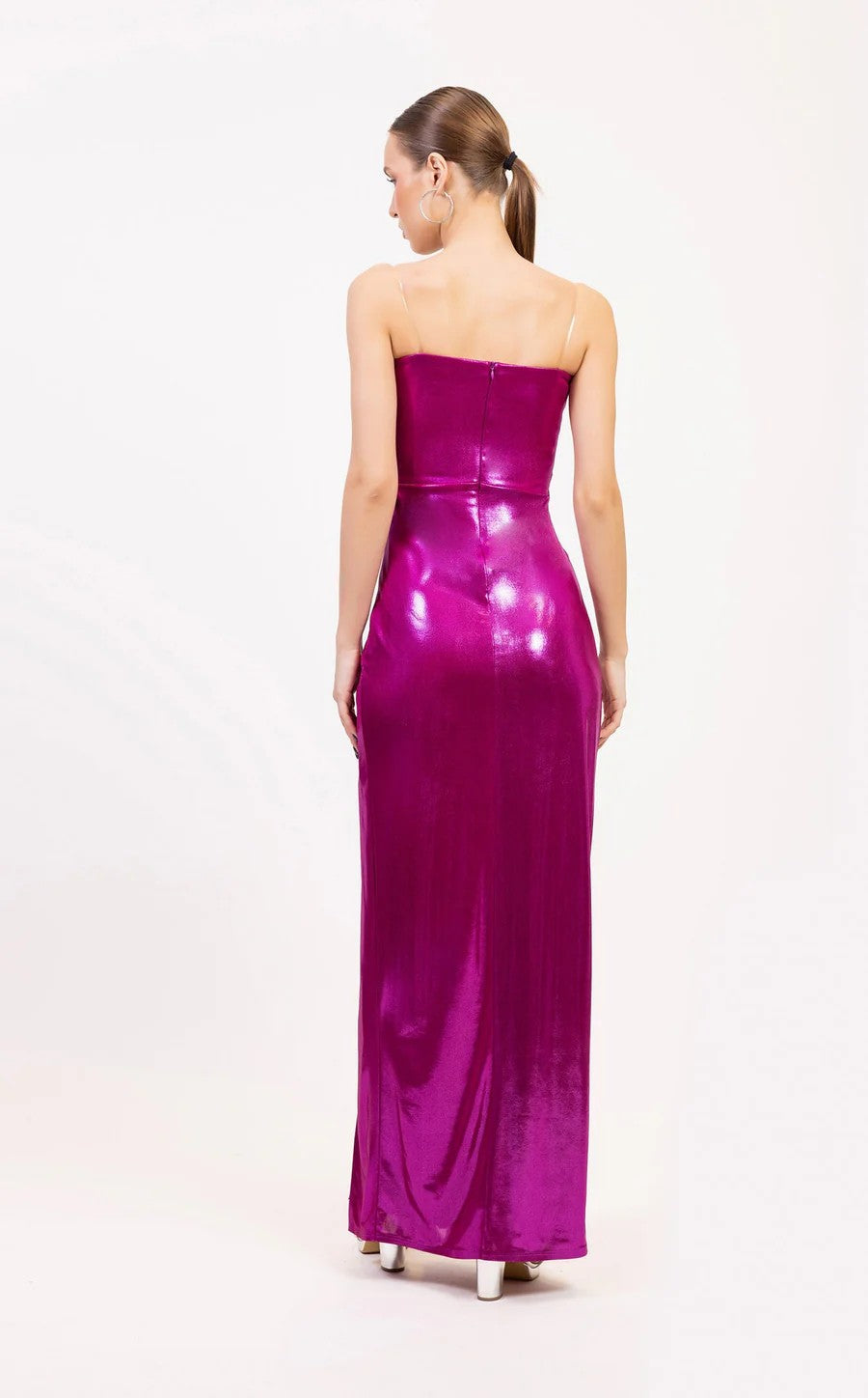 Prom Dresses Prom Long Mettalic Formal Slit Dress Fuchsia