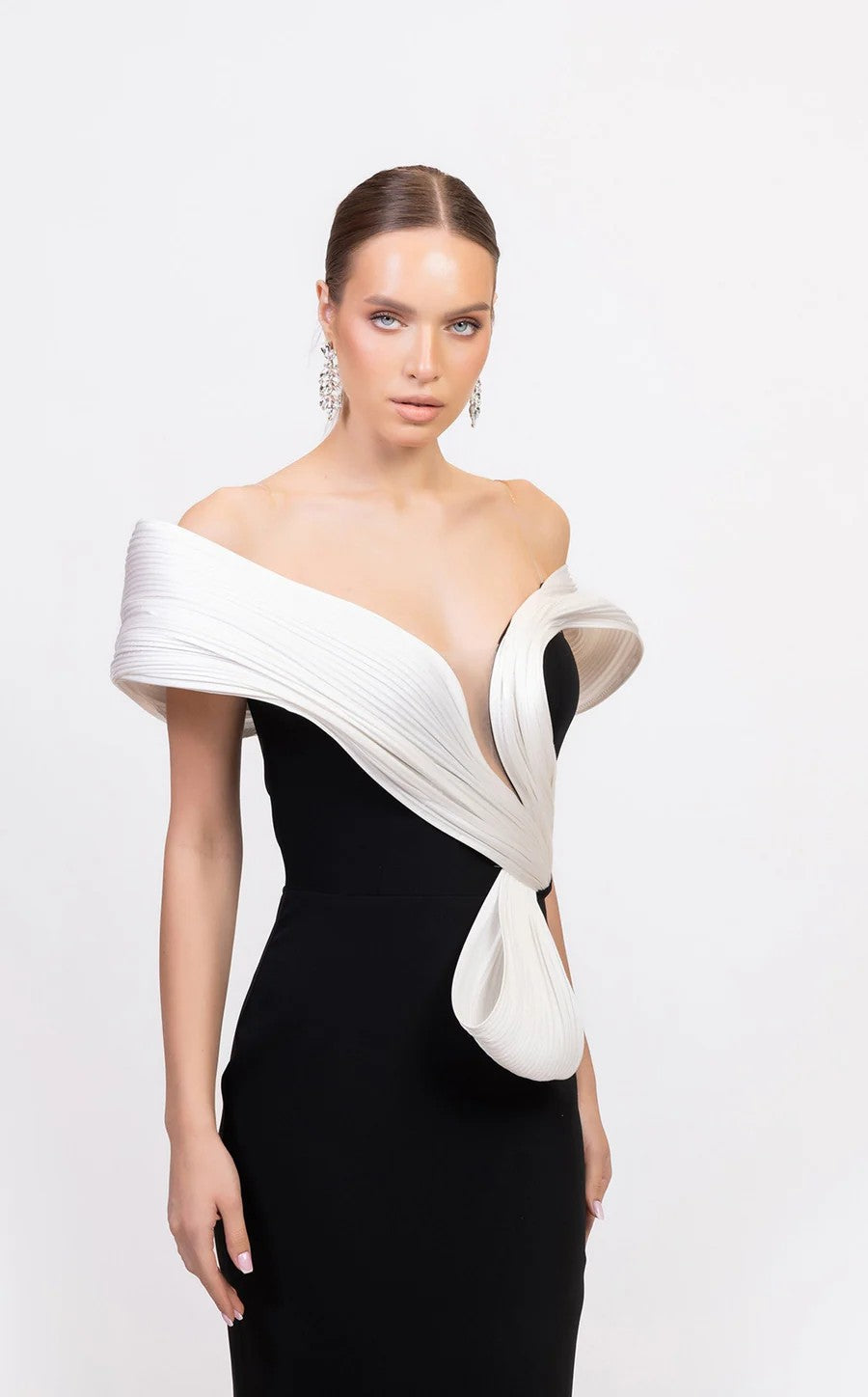 Prom Dresses Prom Long Fitted Evening Formal Dress Black White