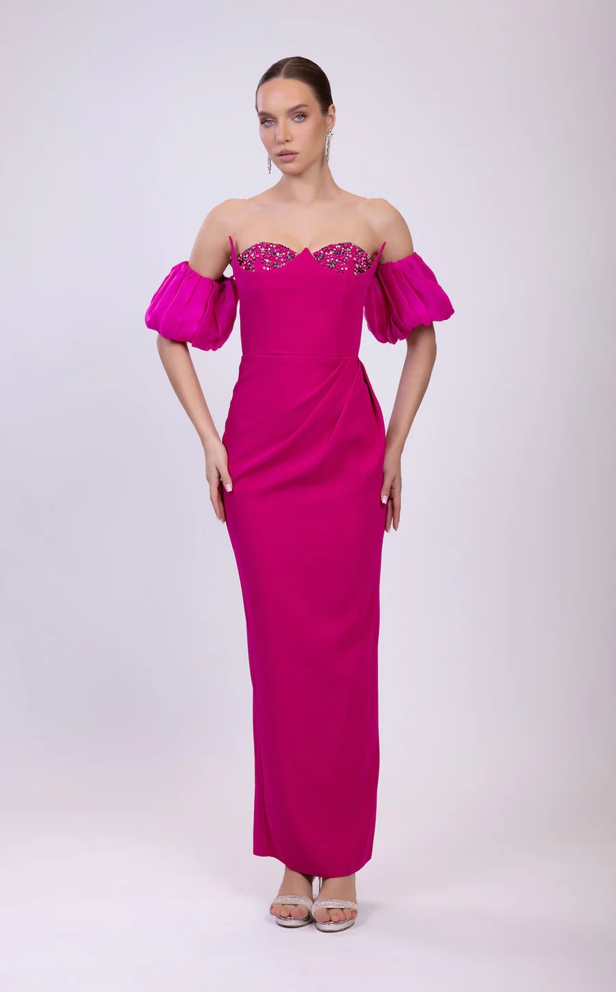 Prom Dresses Long Beaded Formal Fitted Prom Dress Fuchsia