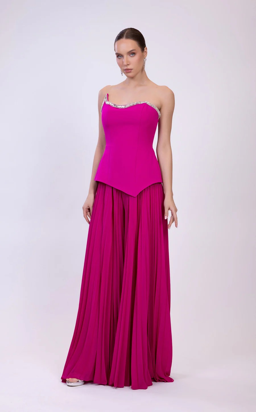 Jumpsuit Prom Long Formal Evening Jumpsuit Fuchsia