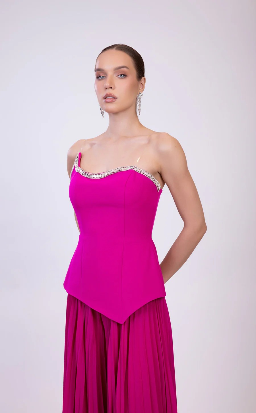 Jumpsuit Prom Long Formal Evening Jumpsuit Fuchsia