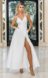 Prom Dresses Long Formal Slit A Line Porcket Prom Dress White
