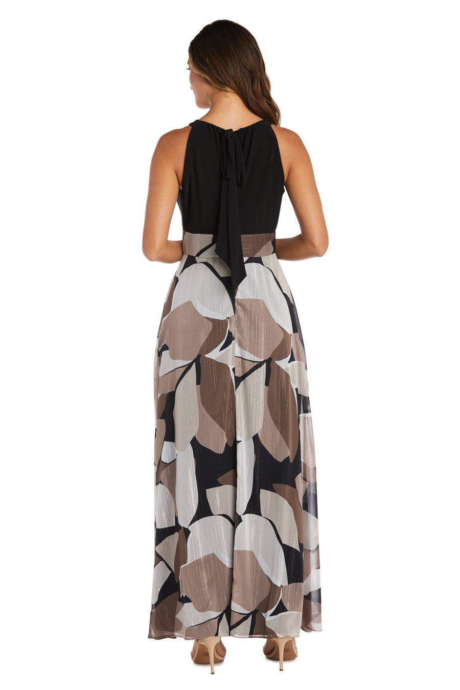 Formal Dresses Floral Pattern Long Formal Petite Dress Black/Taupe