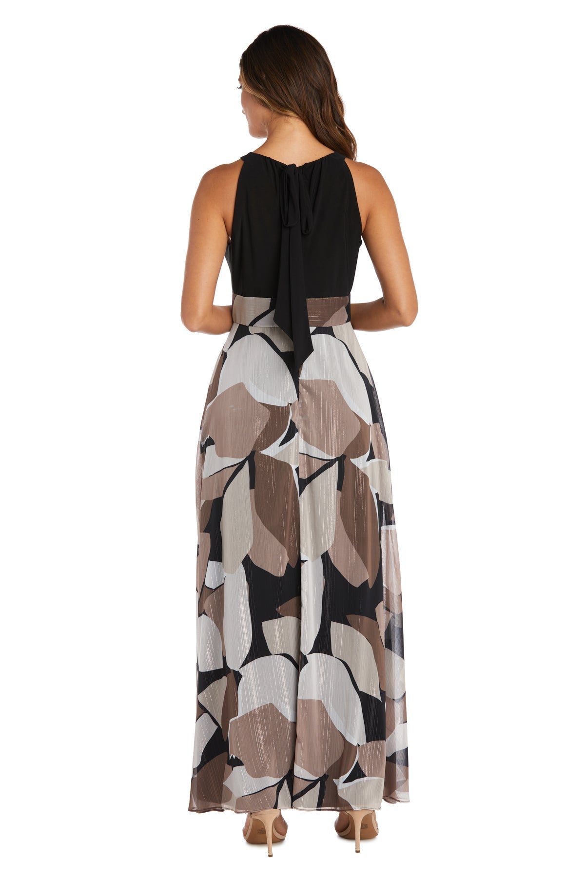Formal Dresses Floral Pattern Long Formal Petite Dress Black/Taupe