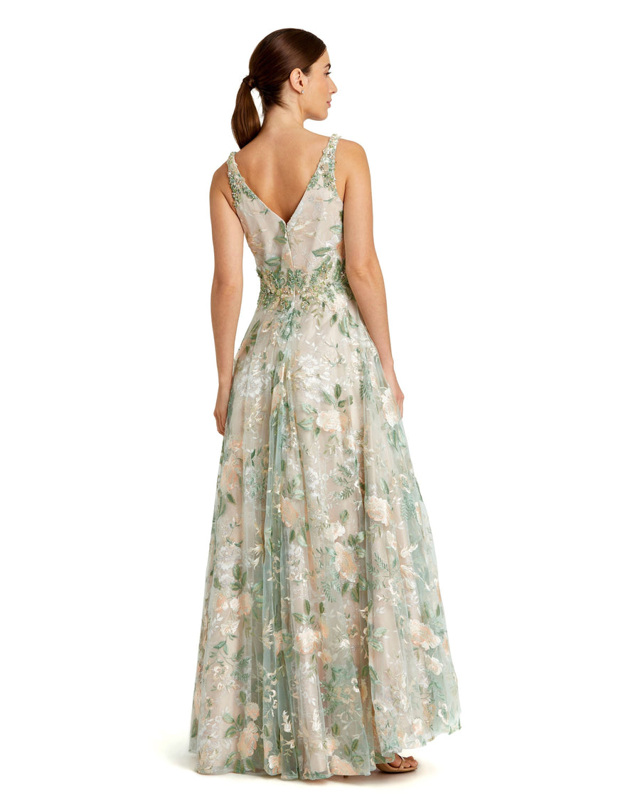 Formal Dresses Formal Prom Long Floral A Line Dress Cream Multi