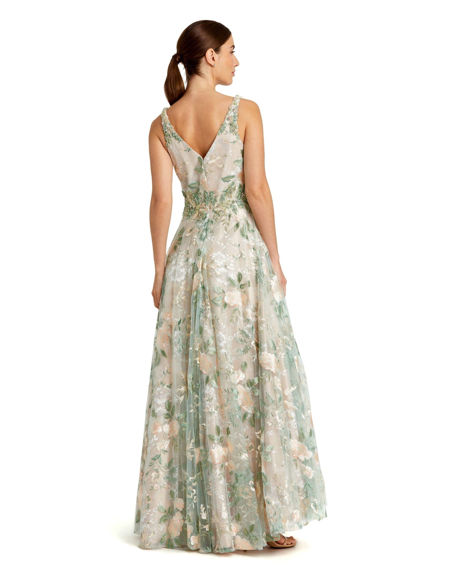 Formal Dresses Formal Prom Long Floral A Line Dress Cream Multi