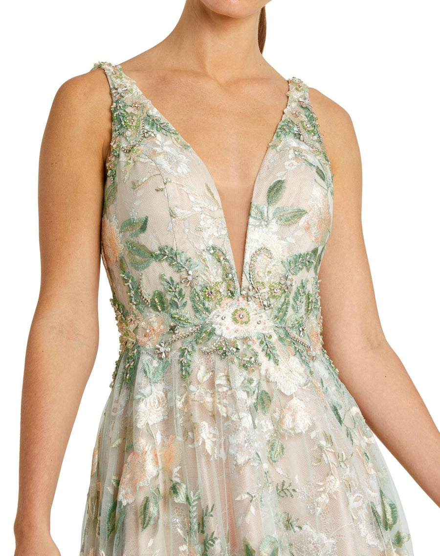 Formal Dresses Formal Prom Long Floral A Line Dress Cream Multi