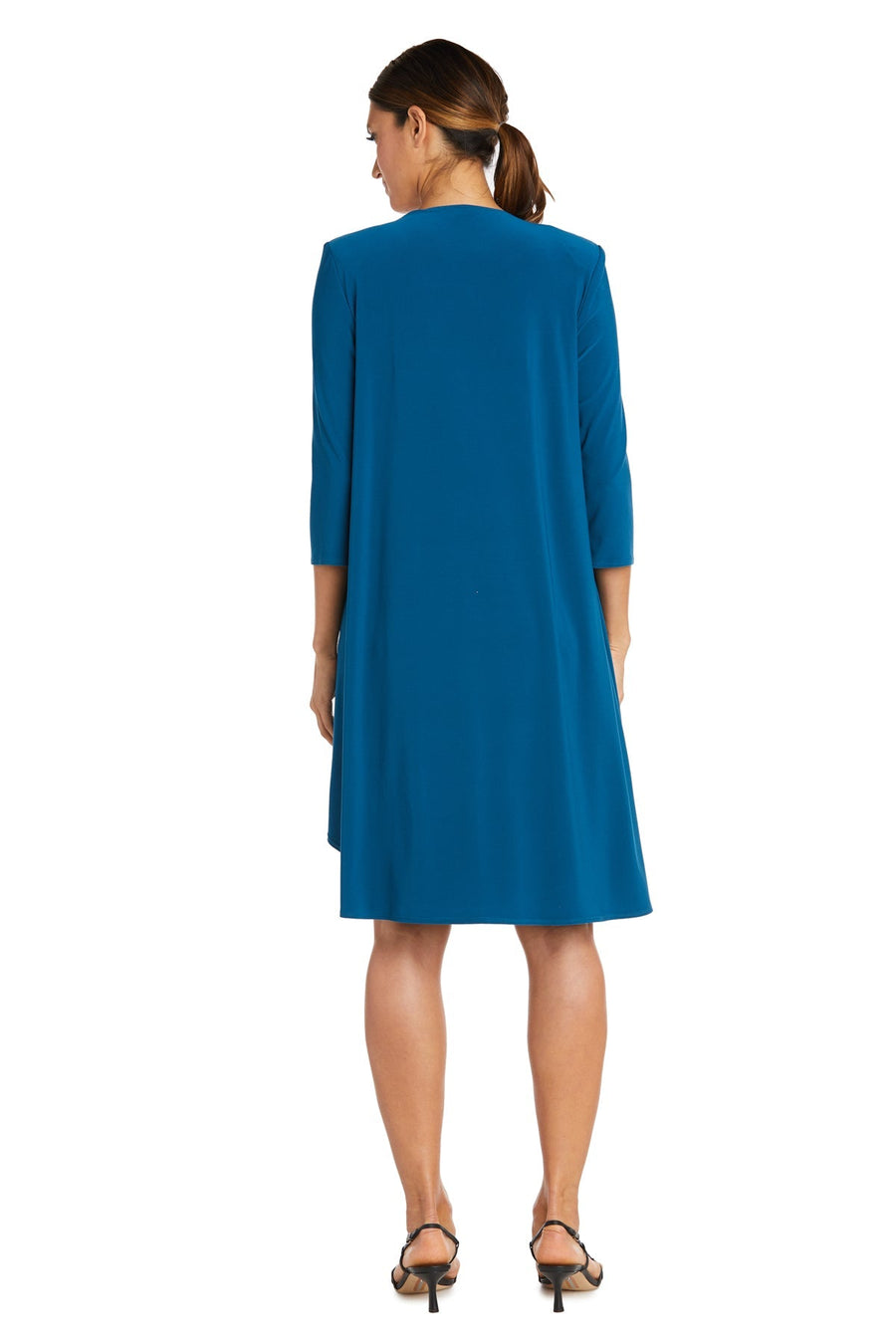 Cocktail Dresses Short Petite Two Piece Print Jacket Dress Teal