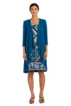 Cocktail Dresses Short Petite Two Piece Print Jacket Dress Teal
