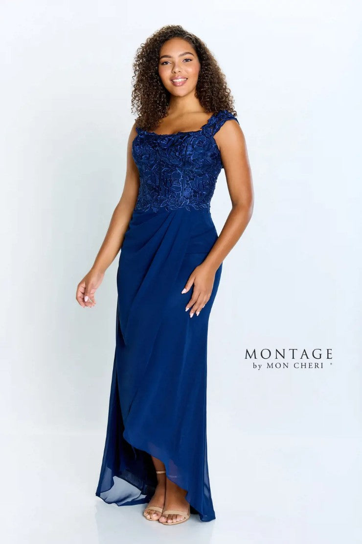 Formal Dresses Long Lace Bodice A Line Formal Dress Navy Blue