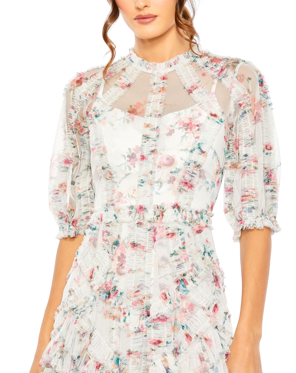 Cocktail Dresses Printed Cocktail Midi Dress Ecru Multi