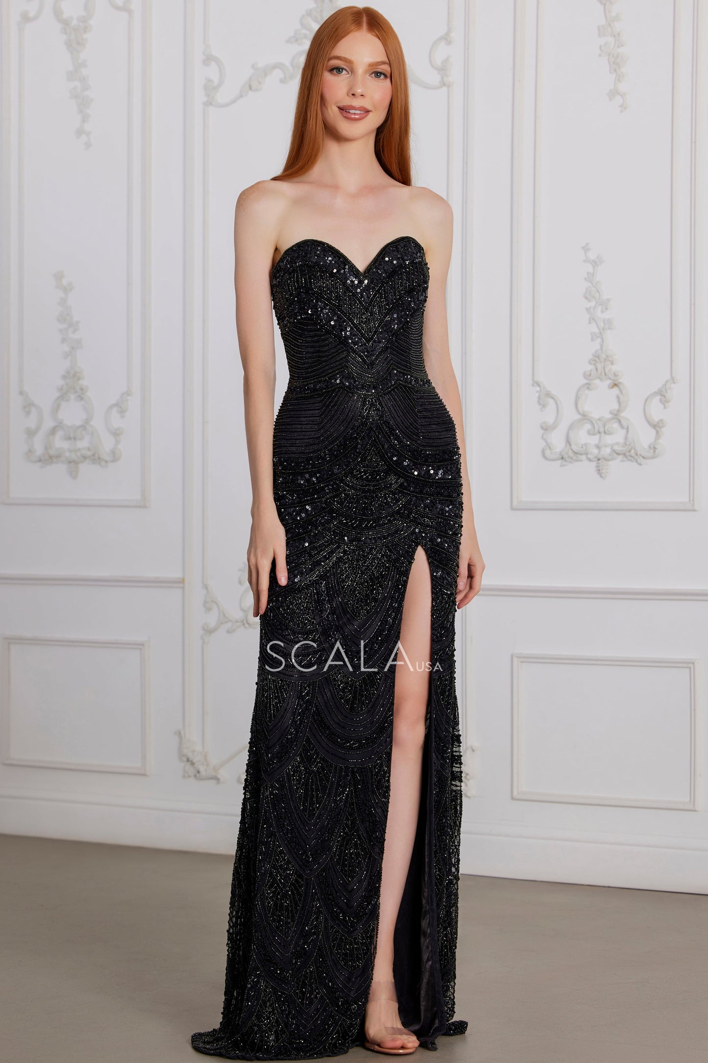 Prom Dresses Fitted Prom Beaded Long Formal Sequin Dress Black