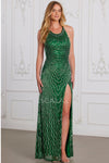 Prom Dresses Sequined Fitted Long Formal Evening Prom Dress Emerald