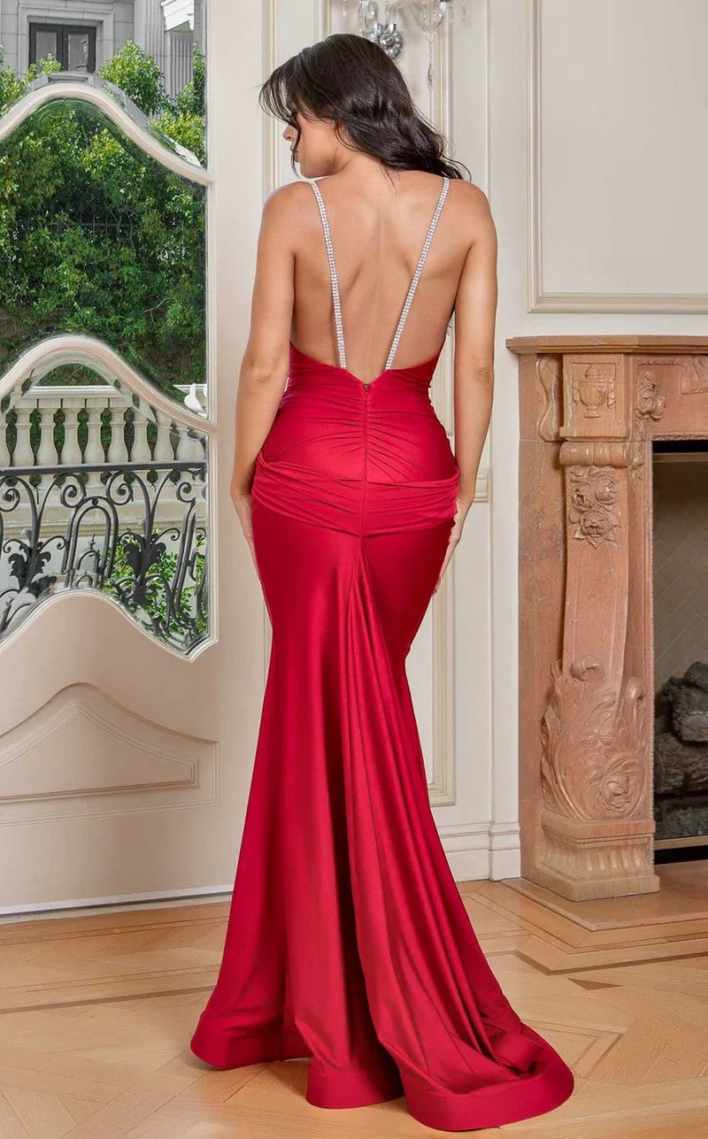 Prom Dresses Prom Long Beaded Fitted Formal Mermaid Dress Red