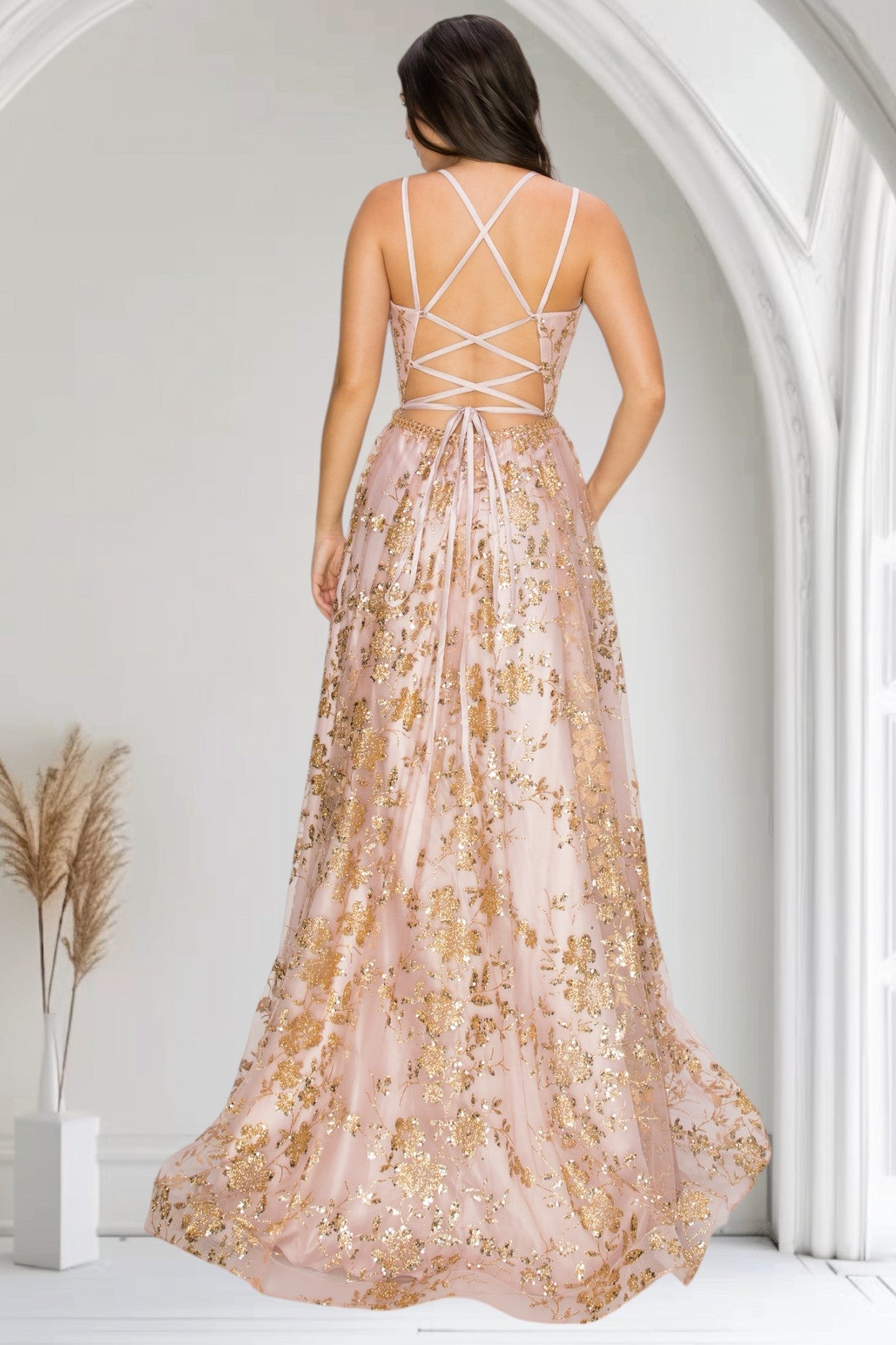 Prom Dresses Prom Long Glitter Print A Line Formal Dress Dusty Rose