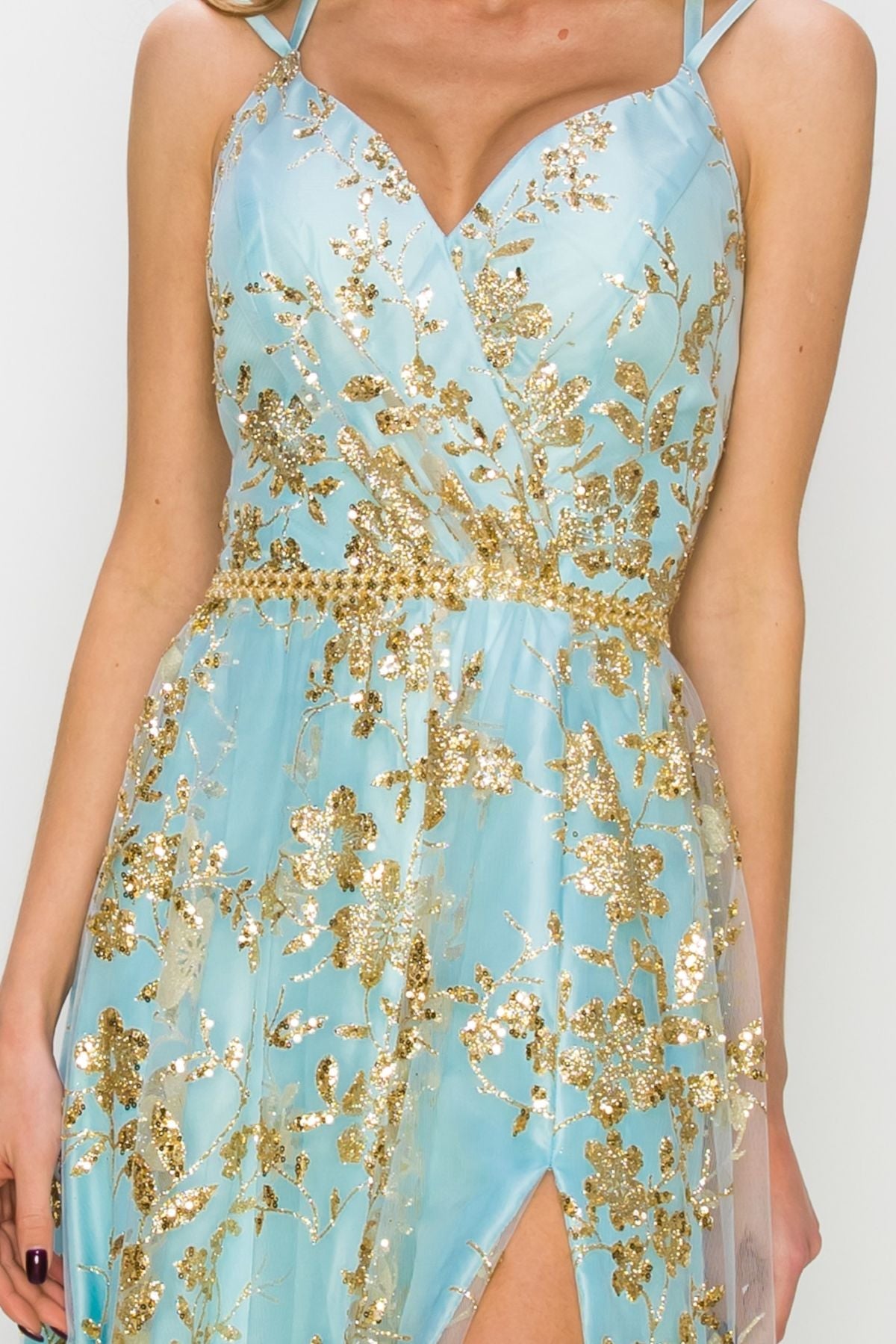 Prom Dresses Prom Long Glitter Print A Line Formal Dress Blue