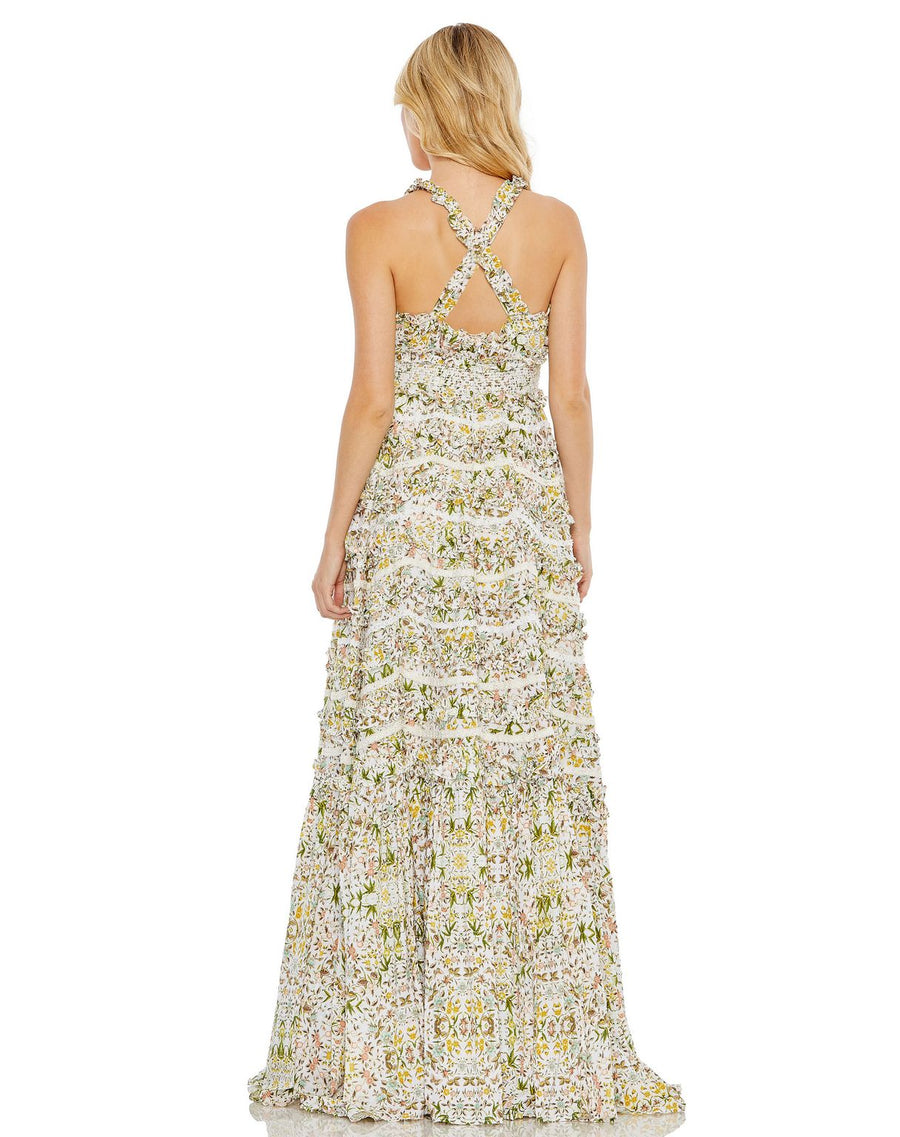 Formal Dresses Long Formal Floral Print Evening Dress Ivory Multi