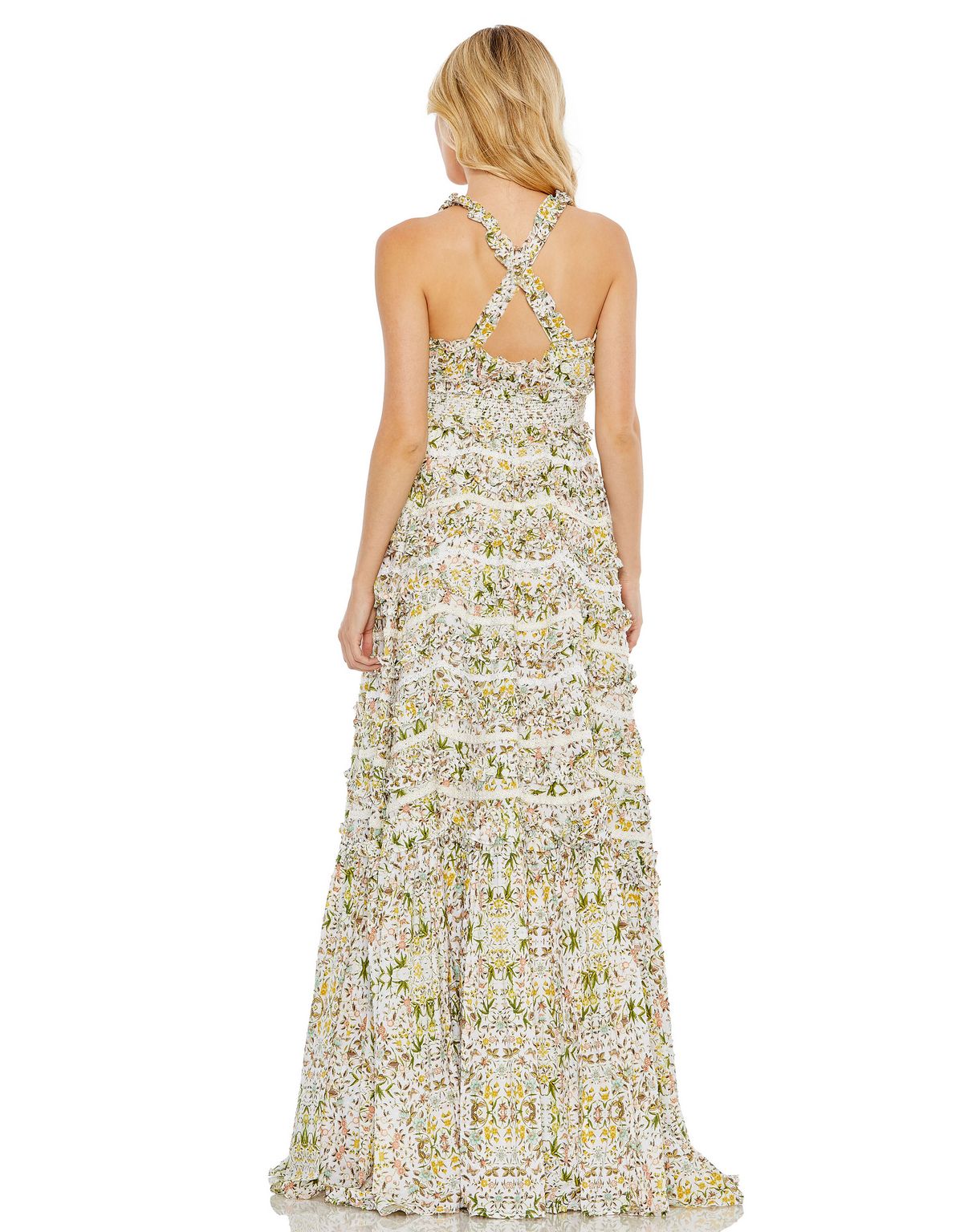 Formal Dresses Long Formal Floral Print Evening Dress Ivory Multi