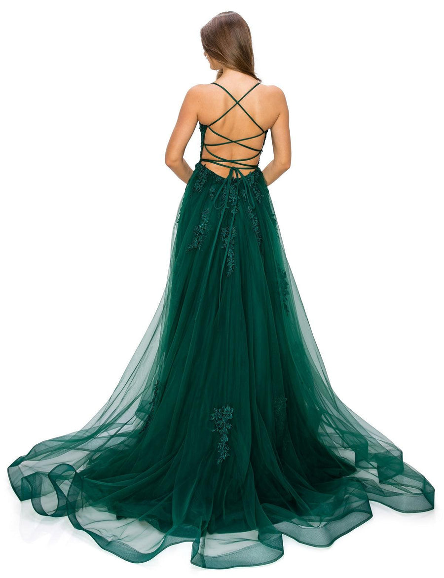 Cinderella Couture CC8031J Sleeveless Slit Gown Hunter Green