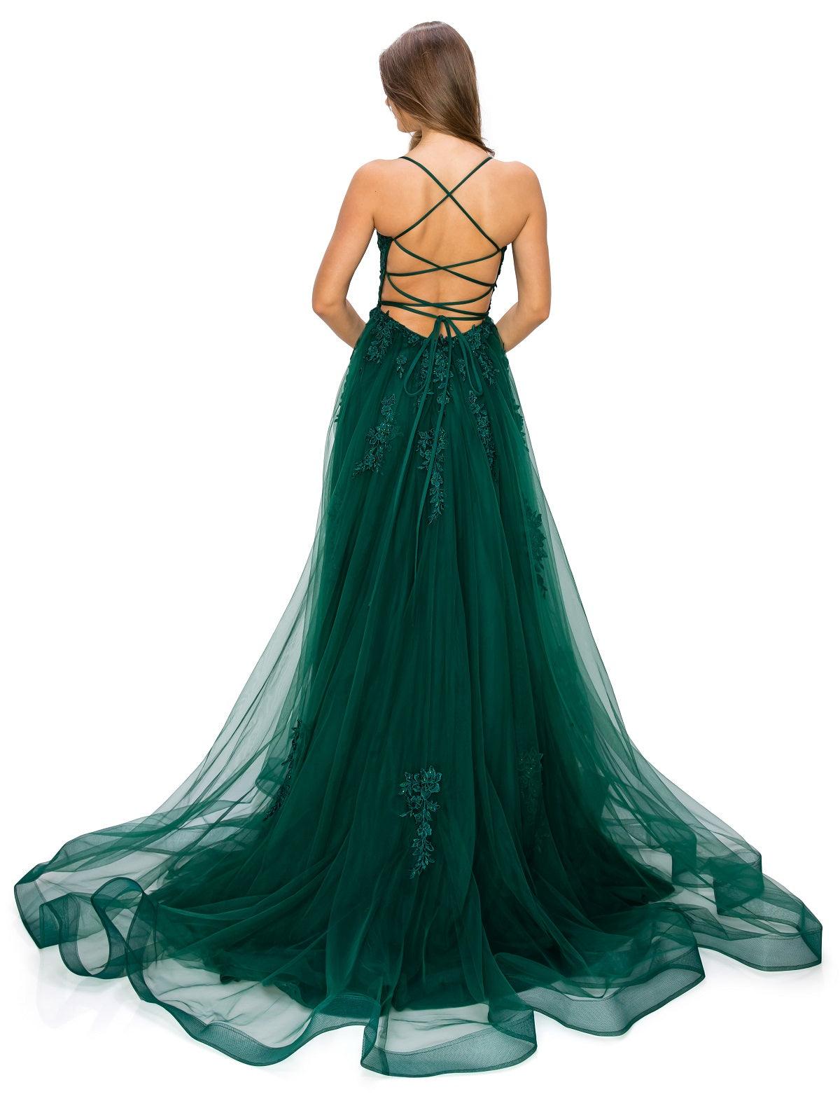 Cinderella Couture CC8031J Sleeveless Slit Gown Hunter Green