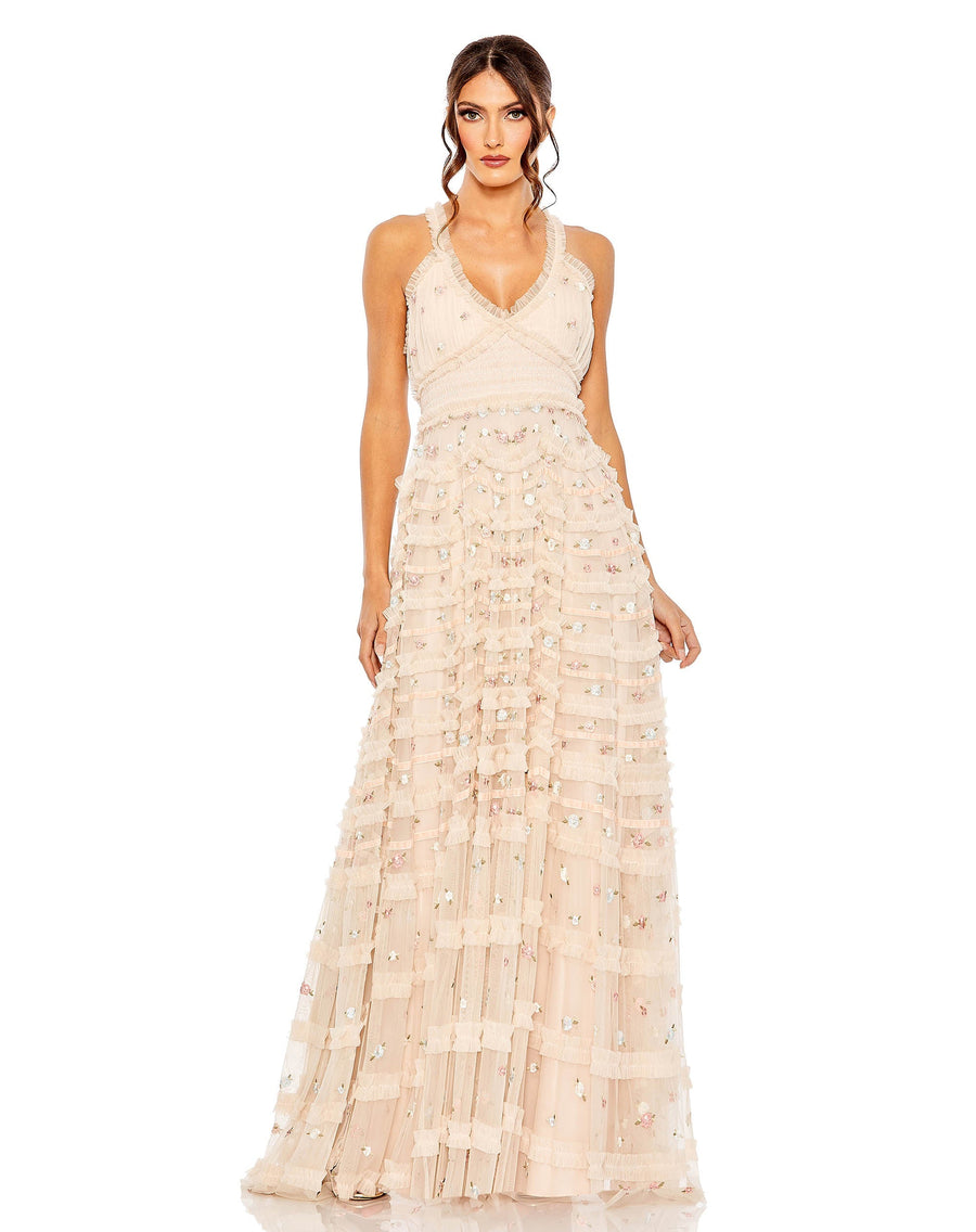 Prom Dresses Formal Long Prom Smock Waist Dress Blush Multi