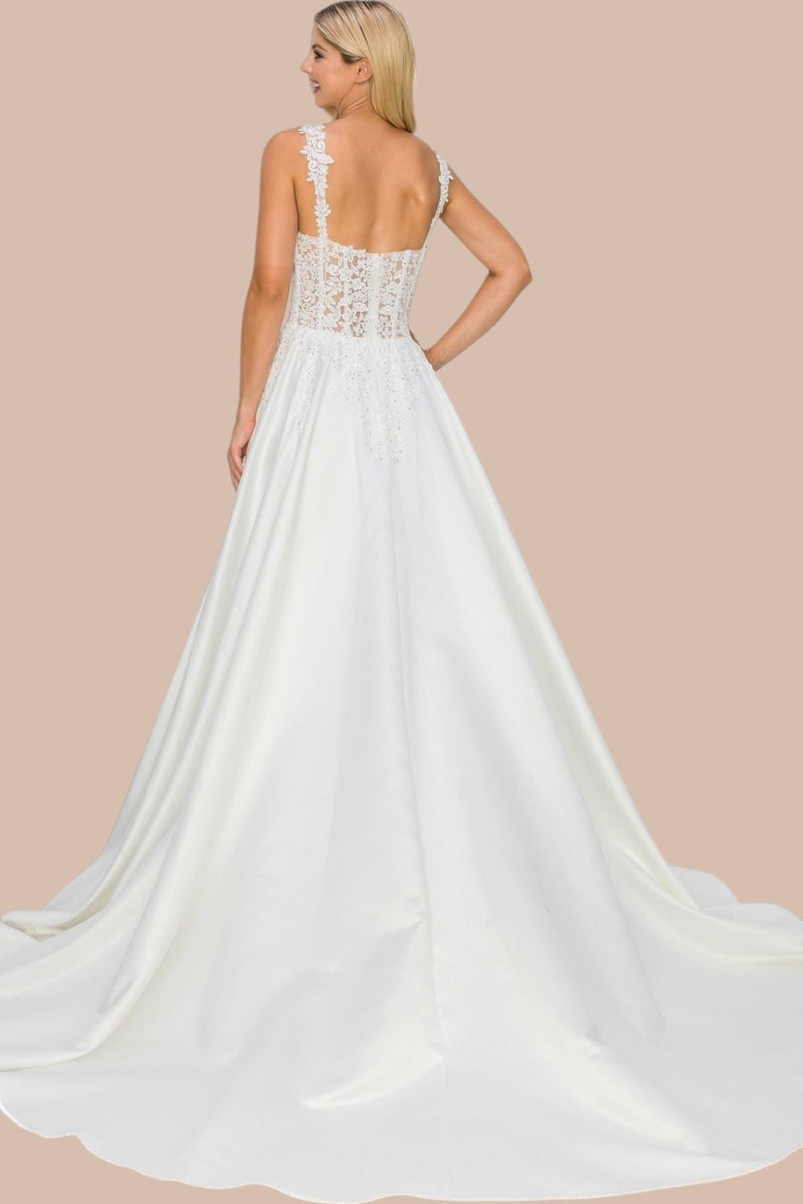 Wedding Dresses Long Bridal A Line Floral Applique Wedding Dress Ivory