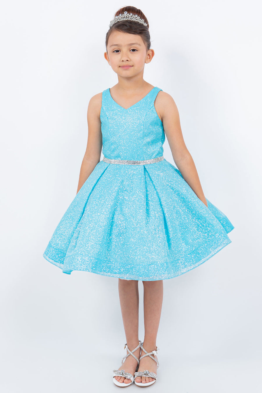 Flower Girl Dresses Short Glitter A Line Flower Girl Dress Blue