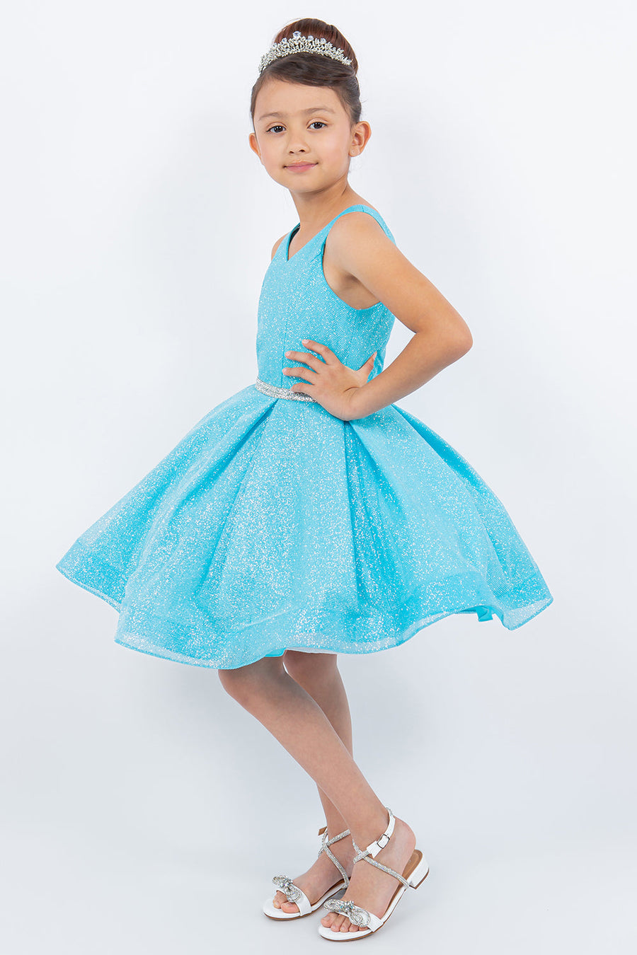 Flower Girl Dresses Short Glitter A Line Flower Girl Dress Blue