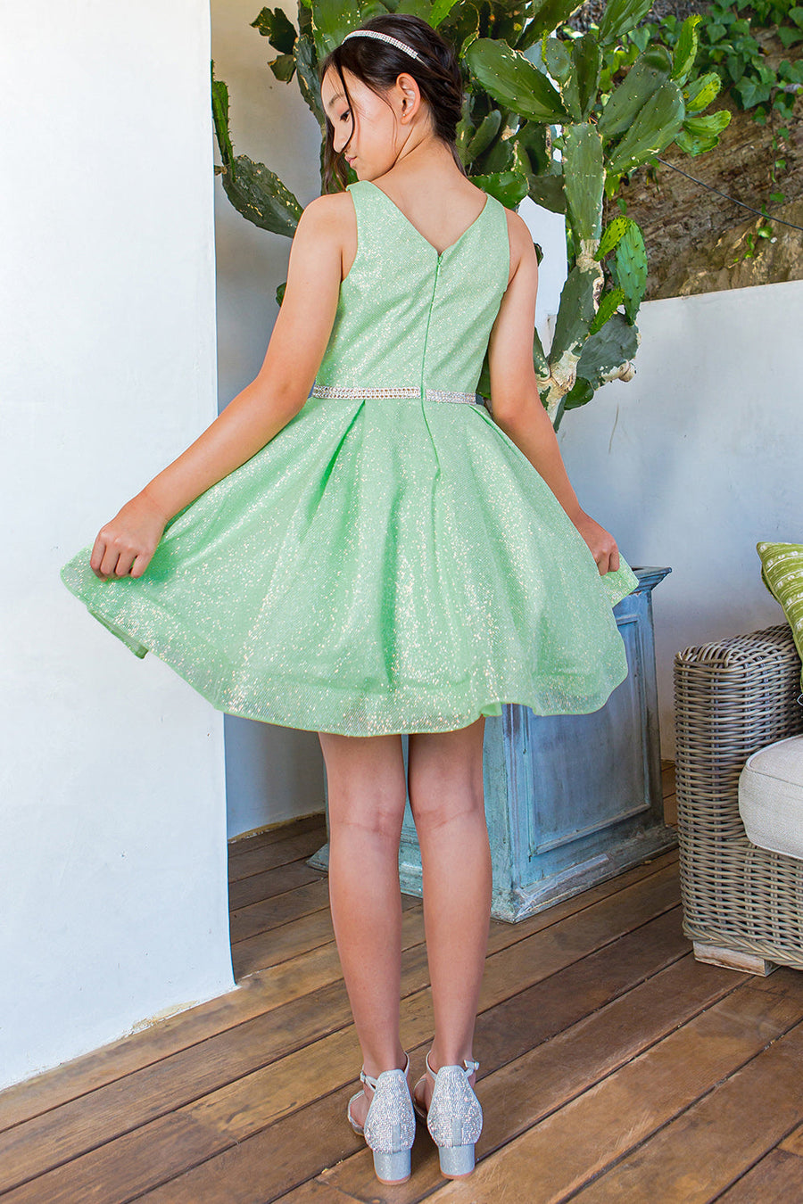 Flower Girl Dresses Short Glitter A Line Flower Girl Dress Lime