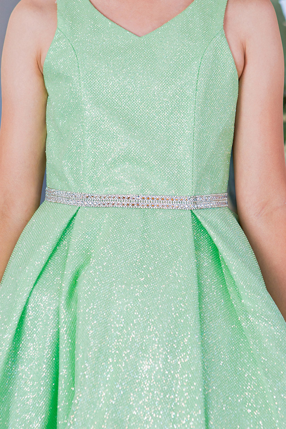 Flower Girl Dresses Short Glitter A Line Flower Girl Dress Lime