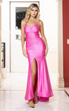 Prom Dresses Formal Long Fitted Slit Prom Dress Pink